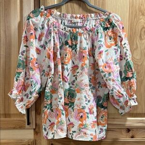 Les Amis Stunning Floral Women's Off The Shoulder Feminine Cottagecore Top Sz S
